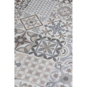 Sol PVC - Carcassonne 529M - Carreaux de ciment beige et gris - Optima Phonitec - Beauflor - rouleau 4M