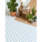 Sol PVC - Magali carrelage origami blanc et bleu nordique- Bingo - Essential - IVC - rouleau 2M