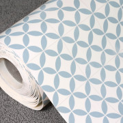 Sol PVC - Magali carrelage origami blanc et bleu nordique- Bingo - Essential - IVC - rouleau 2M