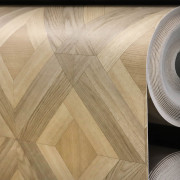 Sol PVC - HELMSLEY 611M parquet marqueterie carrée chêne blond - Optima Tex-style - BEAUFLOR - rouleau 4M