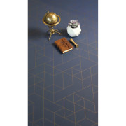 Sol PVC - JESTER 578 géométrique bleu roi et motif ocre - Bingo - Essential - IVC - rouleau 2M