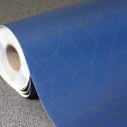 Sol PVC - JESTER 578 géométrique bleu roi et motif ocre - Bingo - Essential - IVC - rouleau 2M