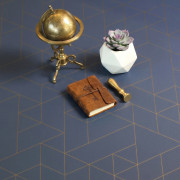 Sol PVC - JESTER 578 géométrique bleu roi et motif ocre - Bingo - Essential - IVC - rouleau 2M