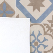 Sol PVC - AMADORA 171M carreaux de ciment bleu et beige - Suprême Ultra - BEAUFLOR - rouleau 2M