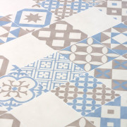 Sol PVC - AMADORA 171M carreaux de ciment bleu et beige - Suprême Ultra - BEAUFLOR - rouleau 2M