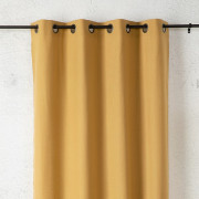 SUR MESURE - Rideau voilage à œillets Toile Aspect Lin jaune maïs - 260x240cm - Linder - 517-35-375