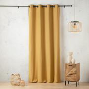 SUR MESURE - Rideau voilage à œillets Toile Aspect Lin jaune maïs - 260x240cm - Linder - 517-35-375
