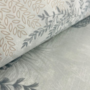 Papier peint vinyle sur intissé Jardin japonais bleu grisé et argent - Cuisines & Bains- Lutèce - 51231711