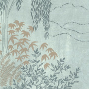 Papier peint vinyle sur intissé Jardin japonais bleu grisé et argent - Cuisines & Bains- Lutèce - 51231711