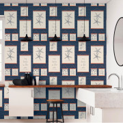 Papier peint expansé Cadre Océan bleu marine écru - Cuisines & Bains- Lutèce - 51186601