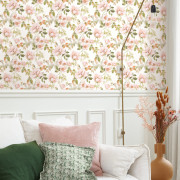 Papier peint intissé Sous les rosiers rose blush - Le Beau Jardin - Casadeco - BJAR202534242
