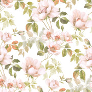 Papier peint intissé Sous les rosiers rose blush - Le Beau Jardin - Casadeco - BJAR202534242