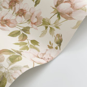 Papier peint intissé Sous les rosiers rose blush - Le Beau Jardin - Casadeco - BJAR202534242