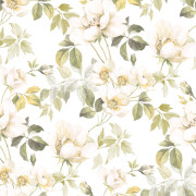 Papier peint intissé Sous les rosiers vert feuille - Le Beau Jardin - Casadeco - BJAR2020537007