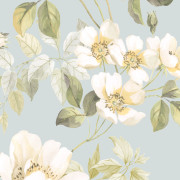 Papier peint intissé Sous les rosiers bleu doux - Le Beau Jardin - Casadeco - BJAR2020536101