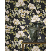 Papier peint intissé Sous les rosiers noir fusain - Le Beau Jardin - Casadeco - BJAR2020539909