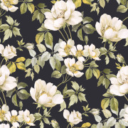 Papier peint intissé Sous les rosiers noir fusain - Le Beau Jardin - Casadeco - BJAR2020539909