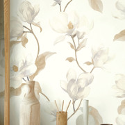 Papier peint intissé Brume de magnolia naturel - Le Beau Jardin - Casadeco - BJAR202541111