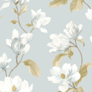 Papier peint intissé Brume de magnolia bleu doux - Le Beau Jardin - Casadeco - BJAR202546262