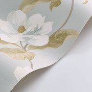 Papier peint intissé Brume de magnolia bleu doux - Le Beau Jardin - Casadeco - BJAR202546262