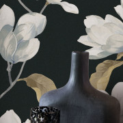 Papier peint intissé Brume de magnolia noir fusain - Le Beau Jardin - Casadeco - BJAR202549595