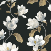 Papier peint intissé Brume de magnolia noir fusain - Le Beau Jardin - Casadeco - BJAR202549595
