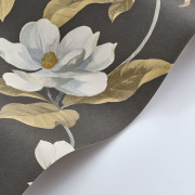 Papier peint intissé Brume de magnolia noir fusain - Le Beau Jardin - Casadeco - BJAR202549595