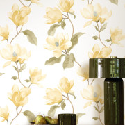 Papier peint intissé Brume de magnolia jaune beurre - Le Beau Jardin - Casadeco - BJAR202542002