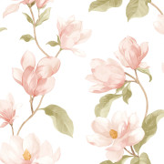 Papier peint intissé Brume de magnolia rose blush - Le Beau Jardin - Casadeco - BJAR2025494101