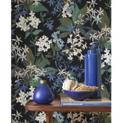 Papier peint intissé Songe de Jasmin bleu encre - Le Beau Jardin - Casadeco - BJAR202566789