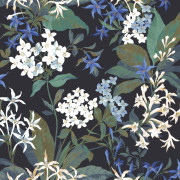Papier peint intissé Songe de Jasmin bleu encre - Le Beau Jardin - Casadeco - BJAR202566789
