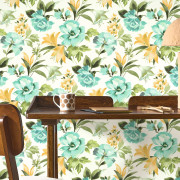 Papier peint intissé Bouquet d'été émeraude - Le Beau Jardin - Casadeco - BJAR202576706