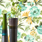 Papier peint intissé Bouquet d'été émeraude - Le Beau Jardin - Casadeco - BJAR202576706