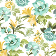 Papier peint intissé Bouquet d'été émeraude - Le Beau Jardin - Casadeco - BJAR202576706