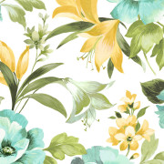 Papier peint intissé Bouquet d'été émeraude - Le Beau Jardin - Casadeco - BJAR202576706