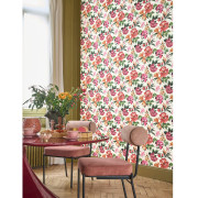 Papier peint intissé Bouquet d'été rouge passion - Le Beau Jardin - Casadeco - BJAR202578654