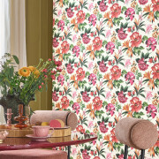 Papier peint intissé Bouquet d'été rouge passion - Le Beau Jardin - Casadeco - BJAR202578654