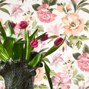 Papier peint intissé Bouquet d'été rose blush - Le Beau Jardin - Casadeco - BJAR202574286