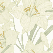 Papier peint intissé Clair de Lys vert amande - Le Beau Jardin - Casadeco - BJAR202587015