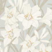 Papier peint intissé Clair de Lys bleu doux - Le Beau Jardin - Casadeco - BJAR202586127