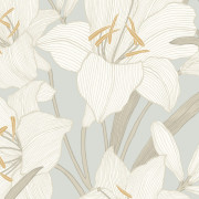 Papier peint intissé Clair de Lys bleu doux - Le Beau Jardin - Casadeco - BJAR202586127