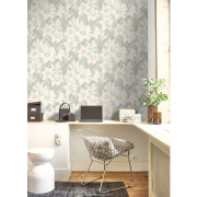 Papier peint intissé Clair de Lys bleu doux - Le Beau Jardin - Casadeco - BJAR202586127