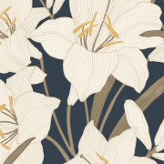 Papier peint intissé Clair de Lys bleu encre - Le Beau Jardin - Casadeco - BJAR202587986