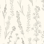 Papier peint intissé Carnet botanique noir fusain - Le Beau Jardin - Casadeco - BJAR202591234