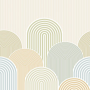 Panoramique intissé Arched Lines vert bleu 250x250cm- Mix & Stripes - Caselio - MIP107822706