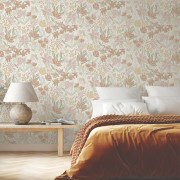 Papier peint vinyle sur intissé Ode rose orangé- Poésie - Lutèce - 51253513