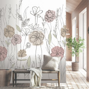 Panoramique vinyle sur intissé Graphic flowers pastel- 159x280 cm - Poésie - Lutèce - 51252303