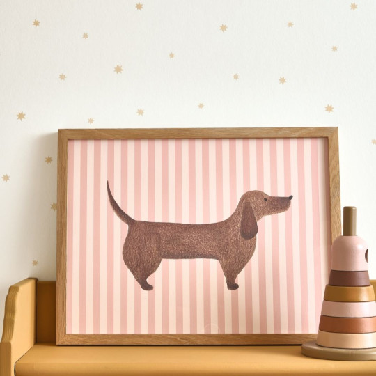 Affiche Cute Dachshund rose...