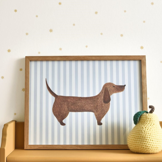 Affiche Cute Dachshund bleu...