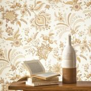 Papier peint intissé Hortense beige naturel - Maison de Famille - Casadeco - FAMI202681205
